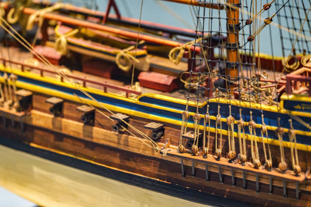 istock Handmade nautical sailboat model detail close-up 1485351659