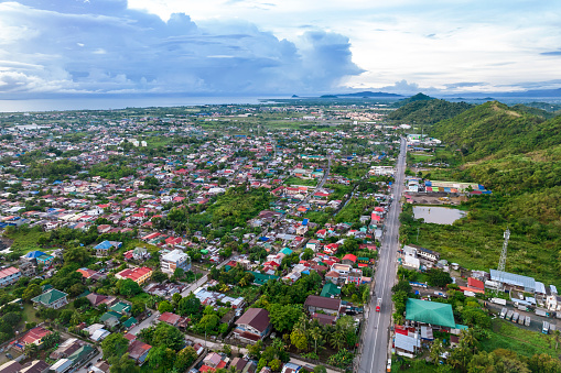 Aerial of the sprawling southern portion of Tacloban and the city of Palo.