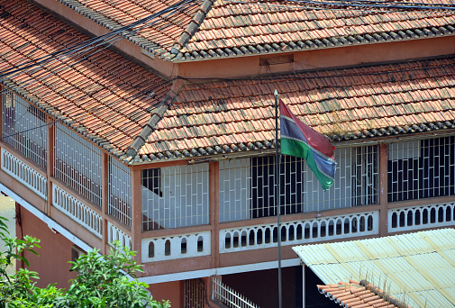 Bissau, Guinea-Bissau: old colonial building with Mediterranean roof tiles, used by the Embassy of the Gambia.