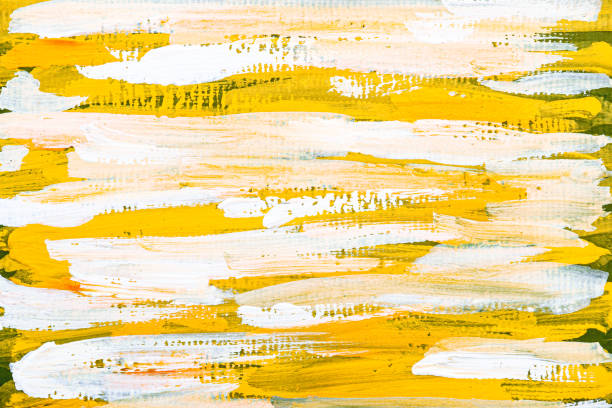 fondo de textura de pincelada. fondo de pantalla abstracto de color amarillo, verde y blanco. - artists canvas yellow white red fotografías e imágenes de stock