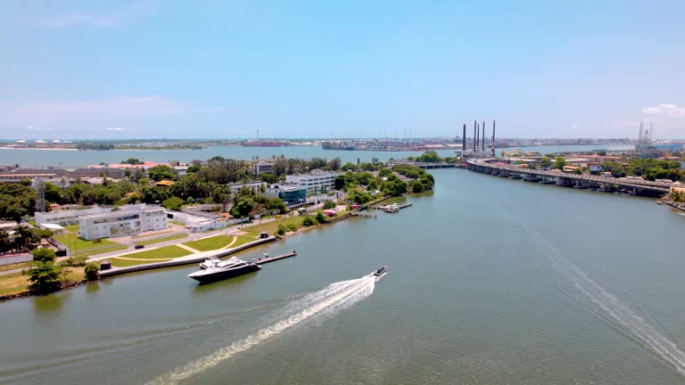 Ikoyi luxury cityscape through the waterways around Water Carrington.