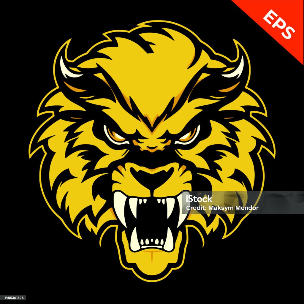 Angry Lion Warrior Lion Vector Yellow Color Isolated Vector Sign ...