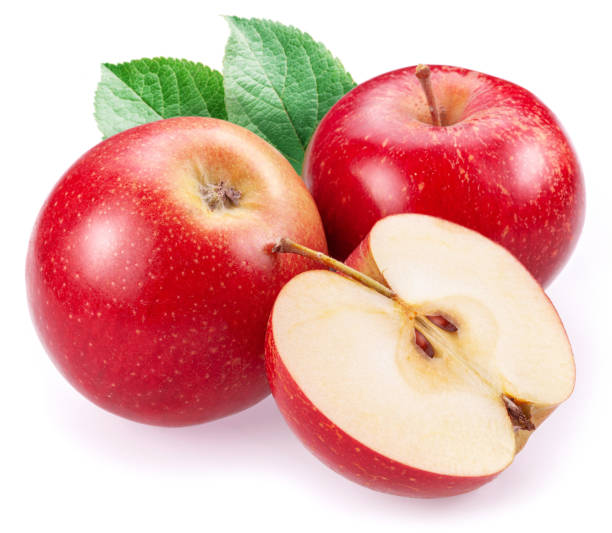 istock Ripe red apples and apple slice isolated on white background. 1485363521