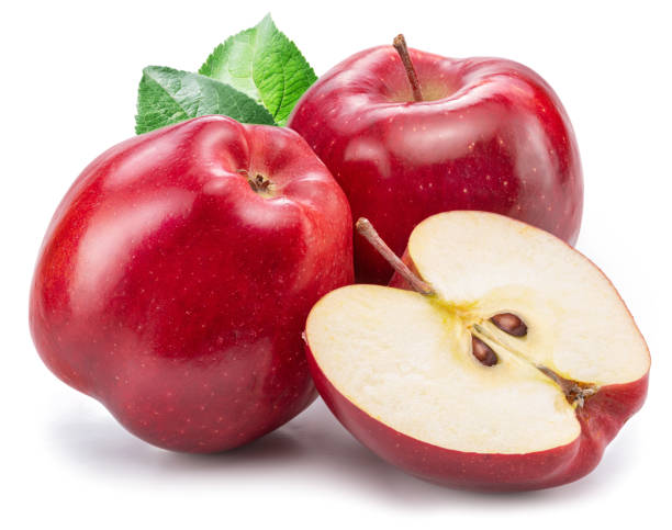 istock Ripe red apples and apple slice isolated on white background. 1485363523