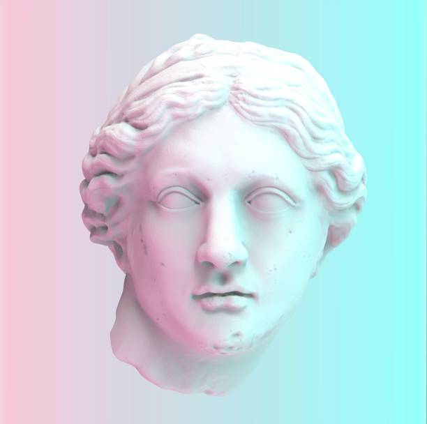 pomnik wenus z milo. kreatywna koncepcja kolorowego neonowego obrazu ze starożytną grecką rzeźbą wenus. - antique photo zdjęcia i obrazy z banku zdjęć