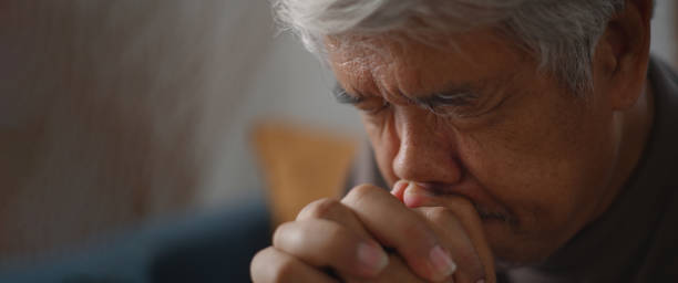 istock Face of sadness man with feeling depressed and lonely 1485364611