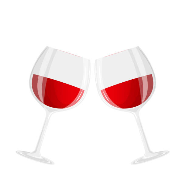ワイン2杯。全国ワインデー。アルコール飲料。ワインパーティーの招待バナーやワインバーのメニューカバーとして使用できます。ベクターイラスト - drink alcohol backgrounds pouring点のイラスト素材／クリップアート素材／マンガ素材／アイコン素材