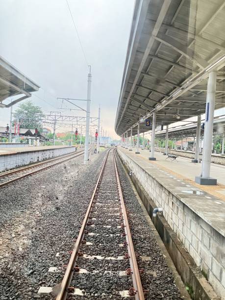istock Railway line in a small town in Indonesia 1485366373