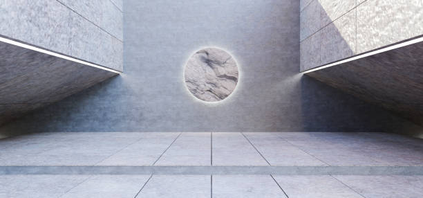 istock Sci-fi technology scene Old cement texture future technology showroom laser tunnel corridor Glow beam stage 3d illustration 1485366377