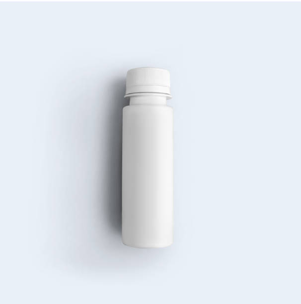 istock 3D rendering blank white cosmetic powder bottle with plastic cap isolated on grey background. fit for your mockup design. 1485368427