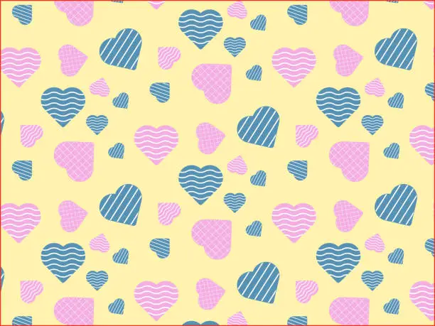 Vector illustration of Free vector romantic pattern with different types of hearts