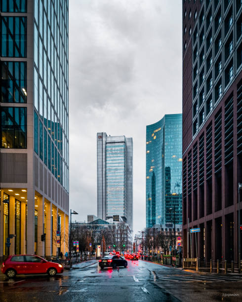 A streetscene from Frankfurt, the leading high-rise city in Germany and one of just a few high-rise cities in Europe.