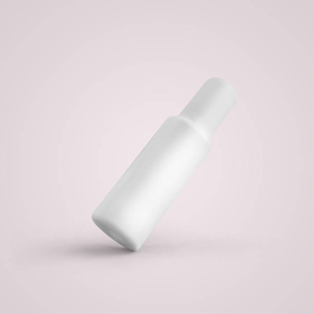 istock 3D rendering blank white cosmetic plastic spray bottle isolated on grey background. fit for your mockup design. 1485369822
