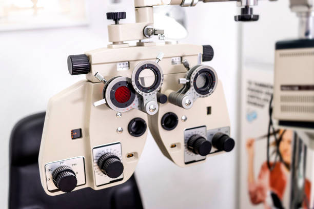 istock Visual Health Examination: Detailed View of a Phoropter for Eye Testing 1485370800