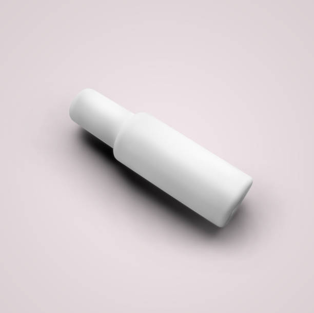 istock 3D rendering blank white cosmetic plastic spray bottle isolated on grey background. fit for your mockup design. 1485370968