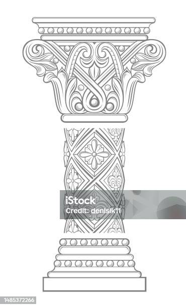 Medieval Coloumn Capital Of A Medieval Cathedral Gothic Column Stock Illustration ...