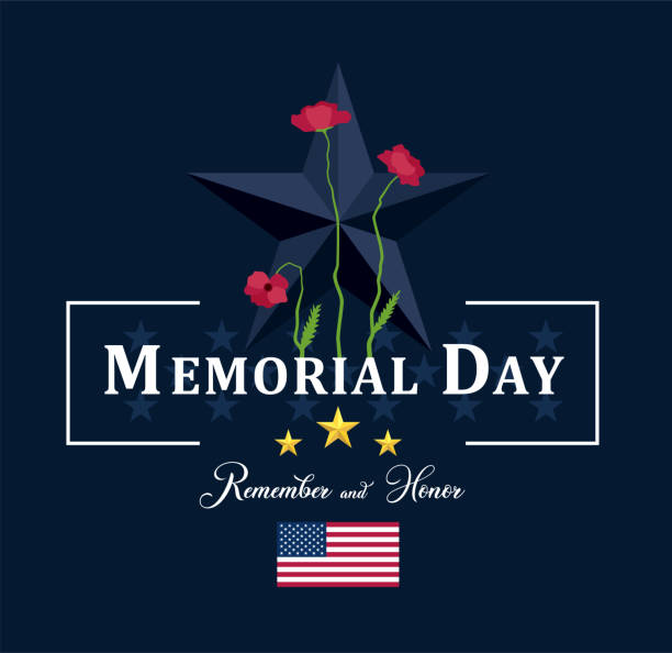 Memorial Day Poster. Remember and Honor. United States Flag. vector art illustration