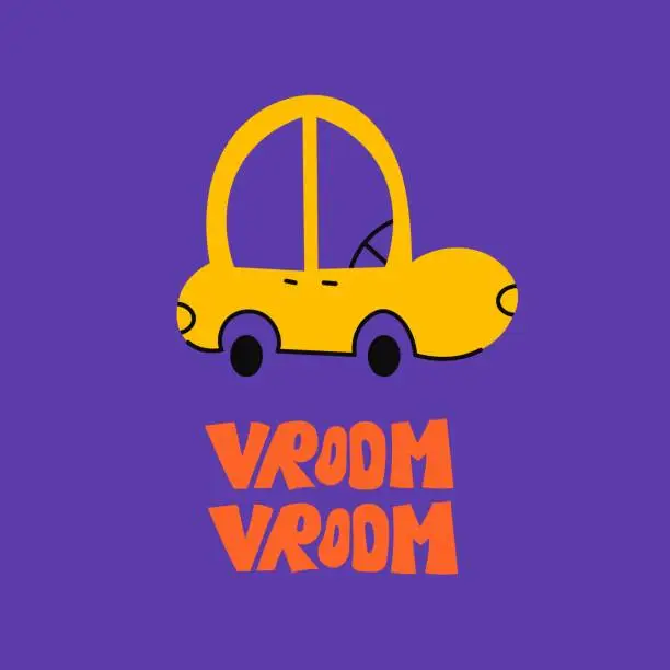 Vector illustration of Car with lettering card