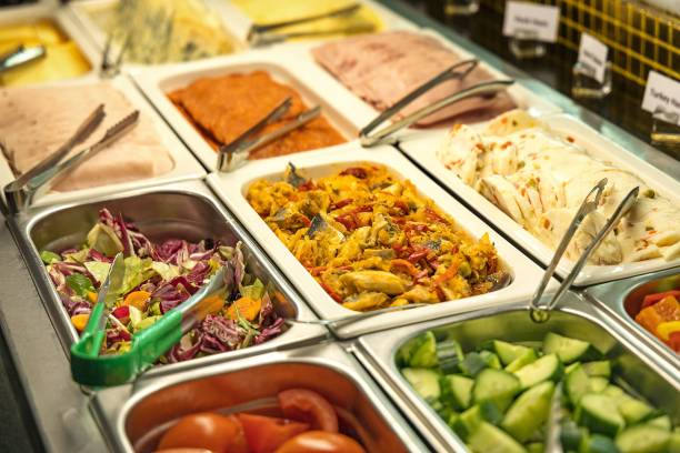 istock Array of freshly-prepared food displayed on a countertop in a restaurant setting 1485377635