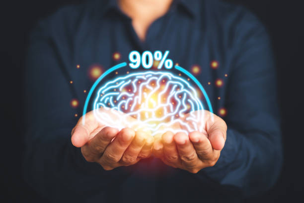 istock Digital image of the brain on the palm. Artificial Intelligence, AI Technology. 1485378403