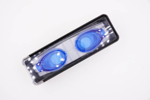 istock Blue swimming goggles with a prescription for short-sightedness 1485379444
