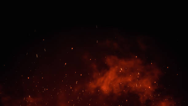 istock 3D illustration Burning embers glowing. Fire Glowing Particles on Black Background 1485380572