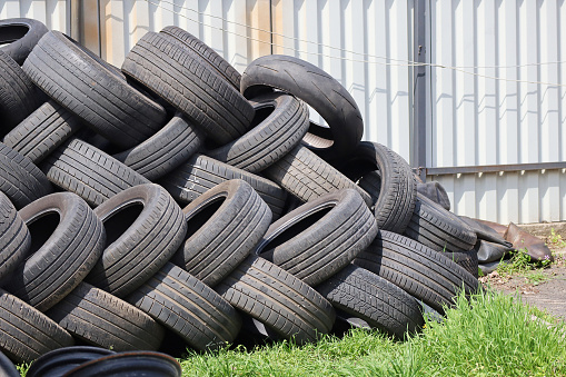 Old tires in a heap outdoor