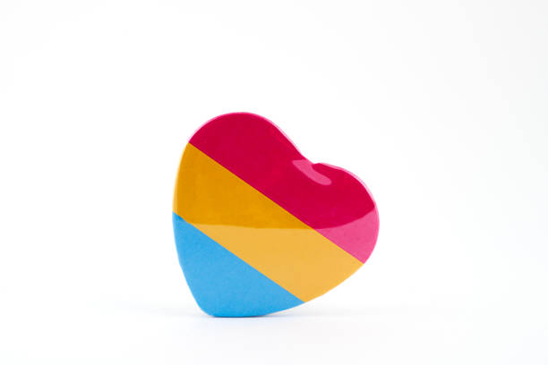 a heart-shaped pansexual flag on a white background