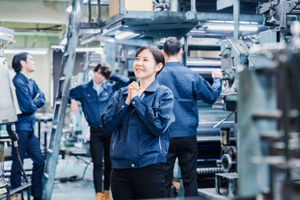 istock A happy female worker at the factory 1485384937