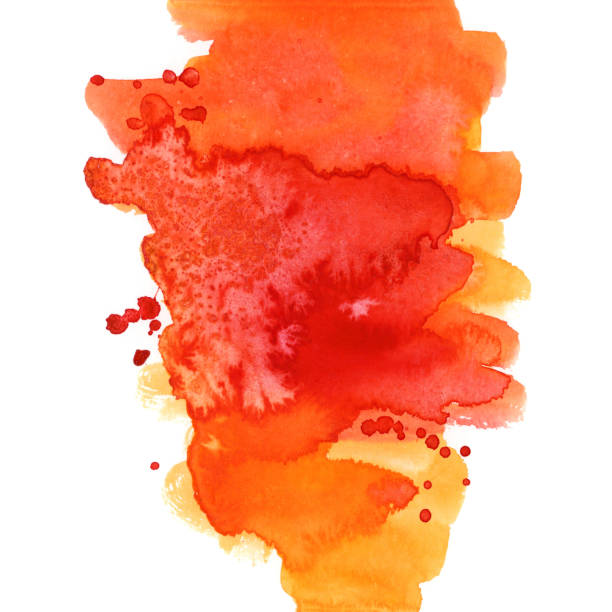 istock Bright painted red, orange and yellow watercolor texture. Hand drawn background 1485389543