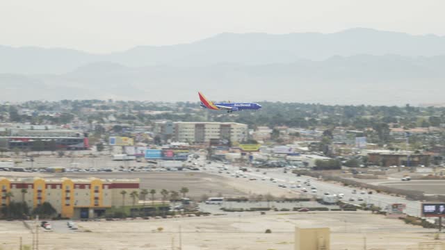 Las Vegas, Nevada - 4/2/2023: Southwest Plane Landing in Las Vegas