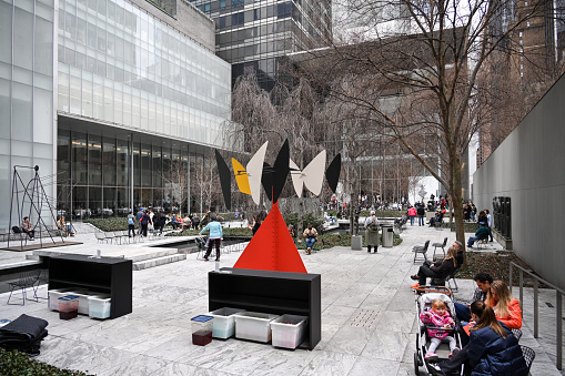 New York City, United States, April 7, 2023 - Courtyard of the Museum of Modern Art (MOMA), Manhattan, New York City, USA.