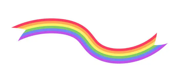 Vector illustration of Abstract rainbow ribbon or banner LGBT pride flag. Pride month graphic poster design element template.
