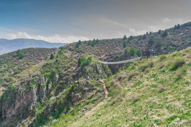 istock Sky bridge at Kyrgyzstan mountains 1485394014