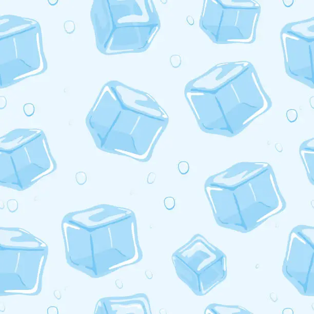 Vector illustration of Ice cubes background. Seamless pattern. Vector illustration.