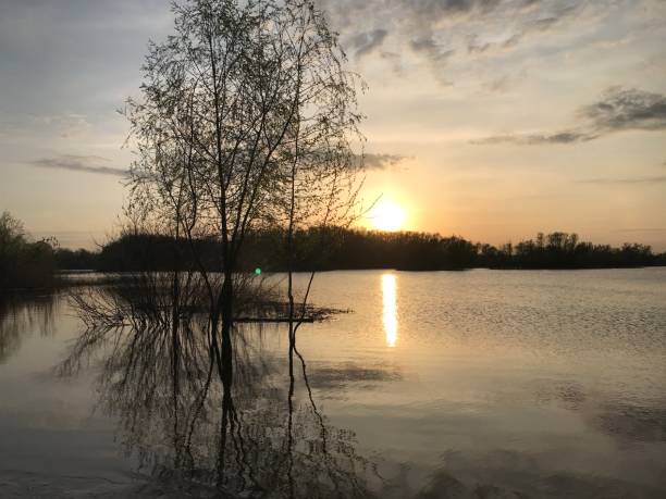istock Sunset over the river in Ukraine 1485407651
