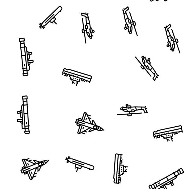 Vector illustration of weapon war gun military army vector seamless pattern