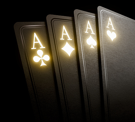 Casino Poker Cards With Spades And Hearts, White Background - 3D illustration, 3D Realistic Render.