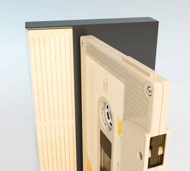 A concept of a recordable aduio cassette tape with a platic cover and cardboard insert - 3D render