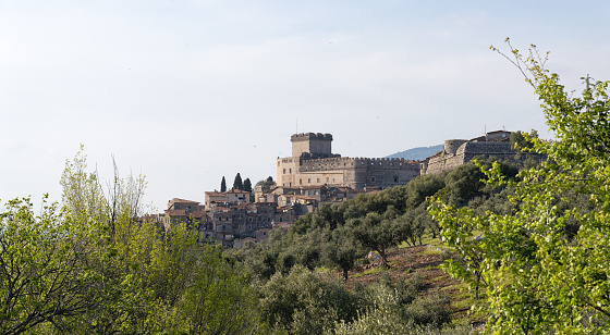 Panorama on historical monuments of Gubbio on the hill