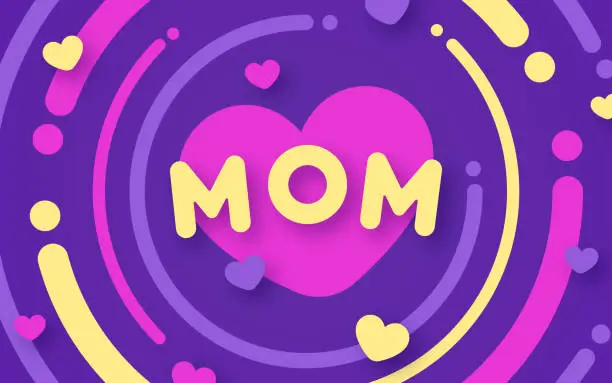 Vector illustration of Mom Love Heart Mother's Day Design Element