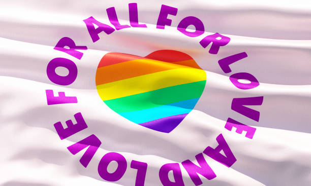 All for Love and Love for all Pride rainbow flag closeup view background for LGBTQIA+ Pride month, sexuality freedom, love diversity celebration and the fight for human rights in 3D illustration todos por el amor y el amor por todos bandera del arco iris del orgullo ver fondo de primer plano para el mes del orgullo lgbtqia +, libertad sexual, celebración de la diversidad amorosa y la lucha por los derechos humanos en ilustración 3d