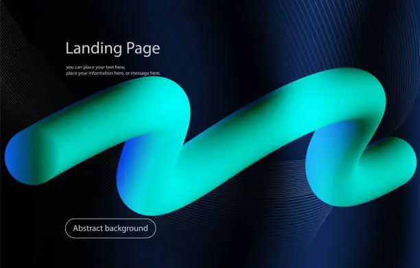 Vector illustration of Abstract landing page vector illustration background with glowing lines