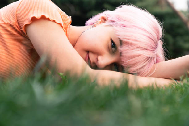 Young girl enjoying the calm meadow