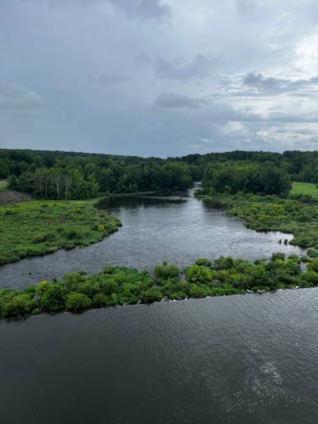istock Tranquil body of water surrounded by lush greenery 1485428284