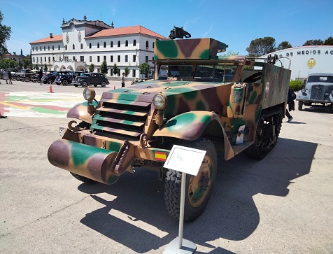 February 20, 2023, Madrid (Spain). M3 half-track was an American armored personnel carrier half-track widely used by the Allies during World War II and in the Cold War