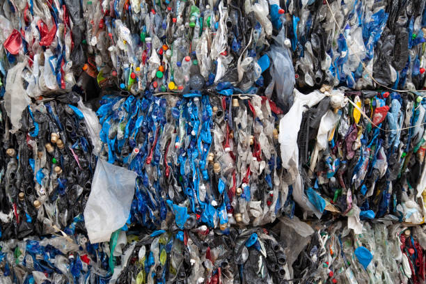 istock Pile of scrap compressed nylon collected for recycling 1485432167
