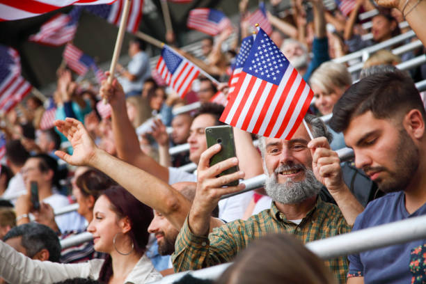 istock Spectators on a stadium with USA playing 1485433083