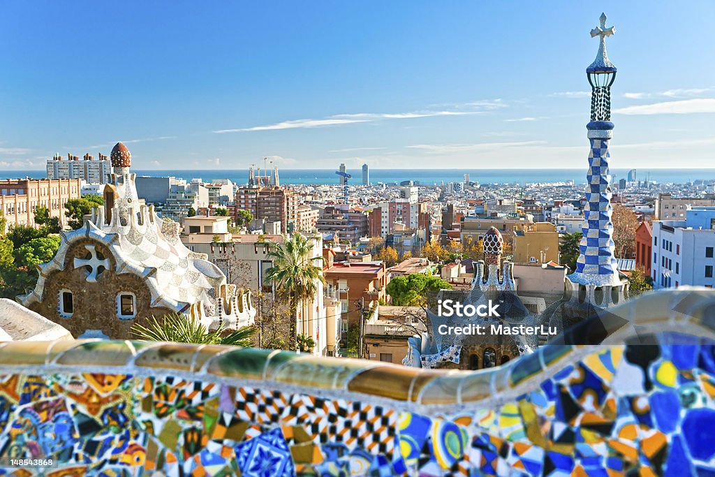 Parque Guell, em Barcelona, Espanha. - Foto de stock de Barcelona - Espanha royalty-free