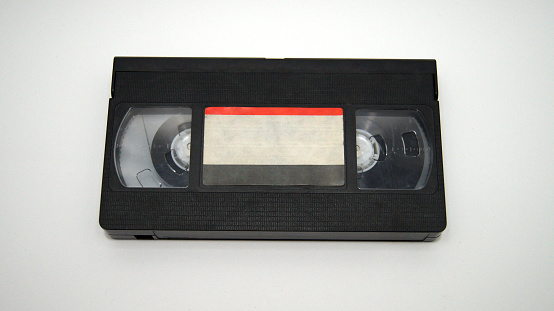 Black VHS Casette on white background